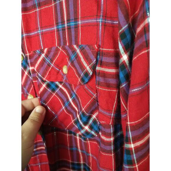 Croft &Barrow Woman XXL Shirt Red Plaid Collared Button Up Casual - Picture 3 of 8